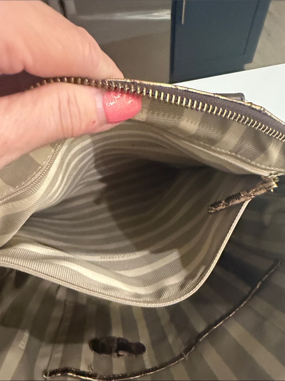 Brahmin Large Duxbury Metallic Floral Embossed Satchel in Brown and Gold - Picture 12 of 17